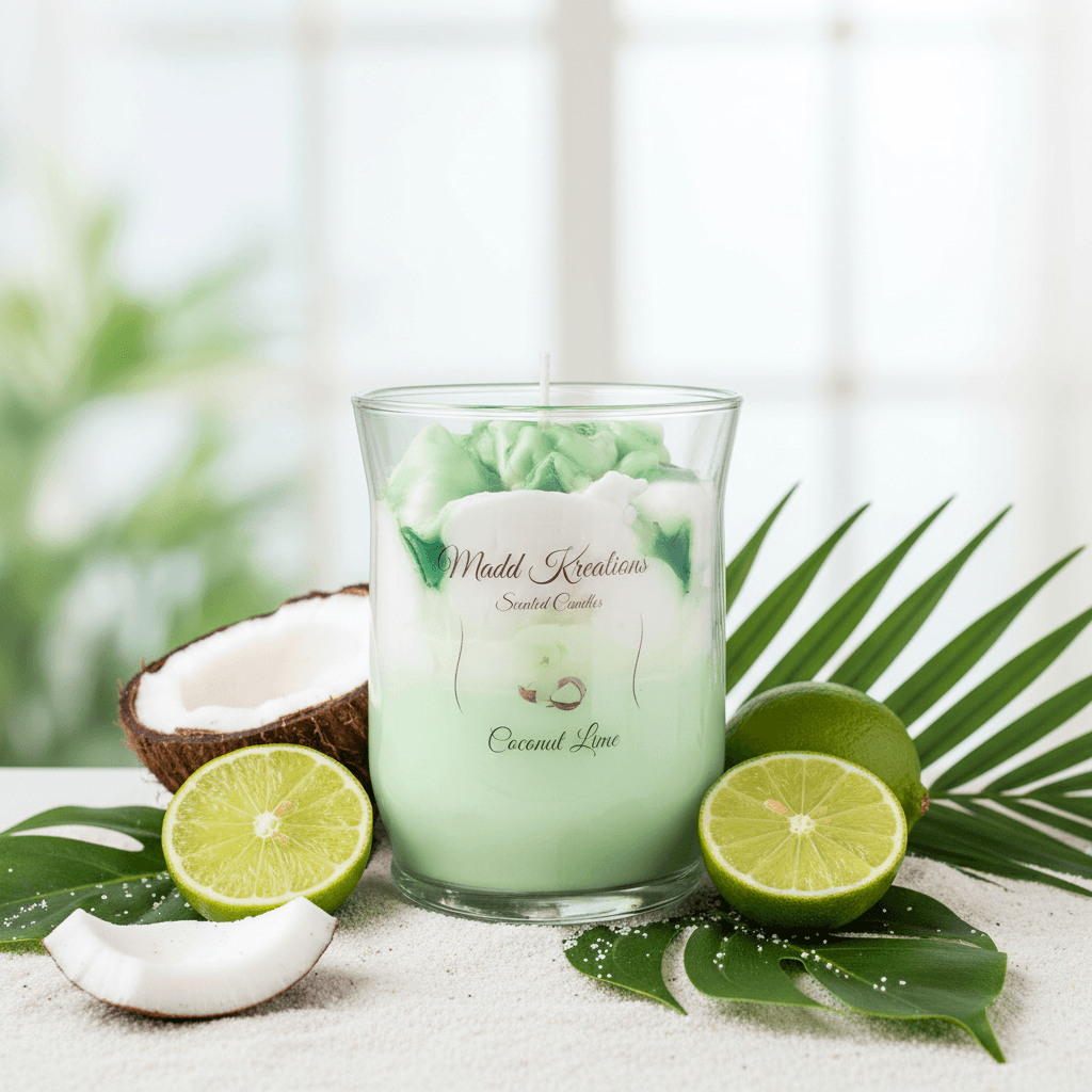 Coconut Lime Candle - Refreshing Scented Experience for Your Space - My Madd Kreations