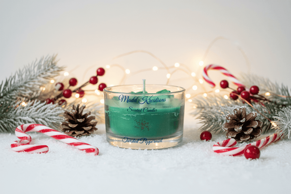 Twisted Peppermint Candle - Refreshing Scented Candle for a Cozy Atmosphere - My Madd Kreations