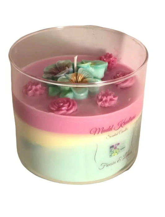 Lemon Freesia Scented Soy Candle – Hand-Poured | Fresh Floral Citrus - My Madd Kreations