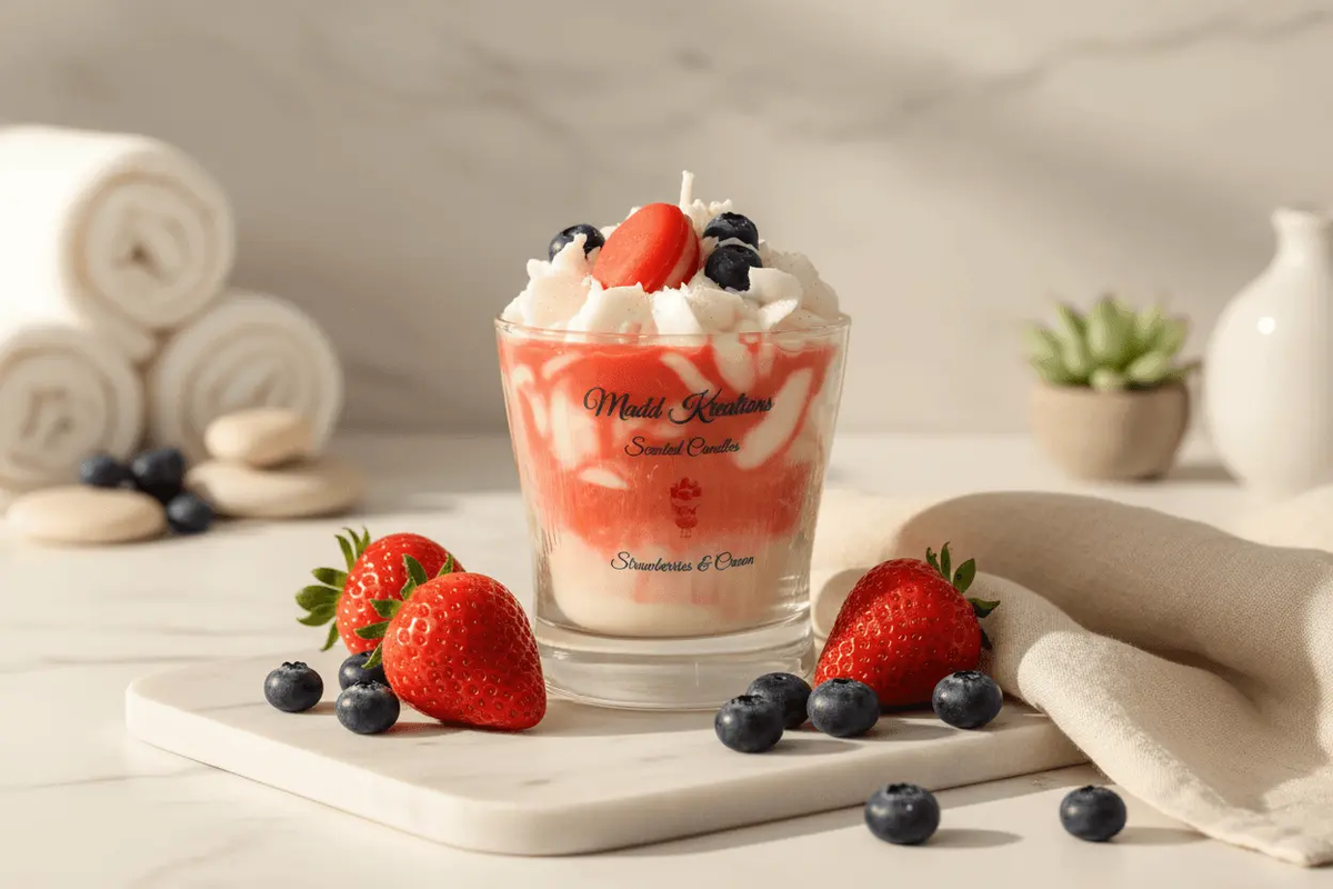 Strawberries and Cream Candle for a Delightful Aromatic Experience - My Madd Kreations