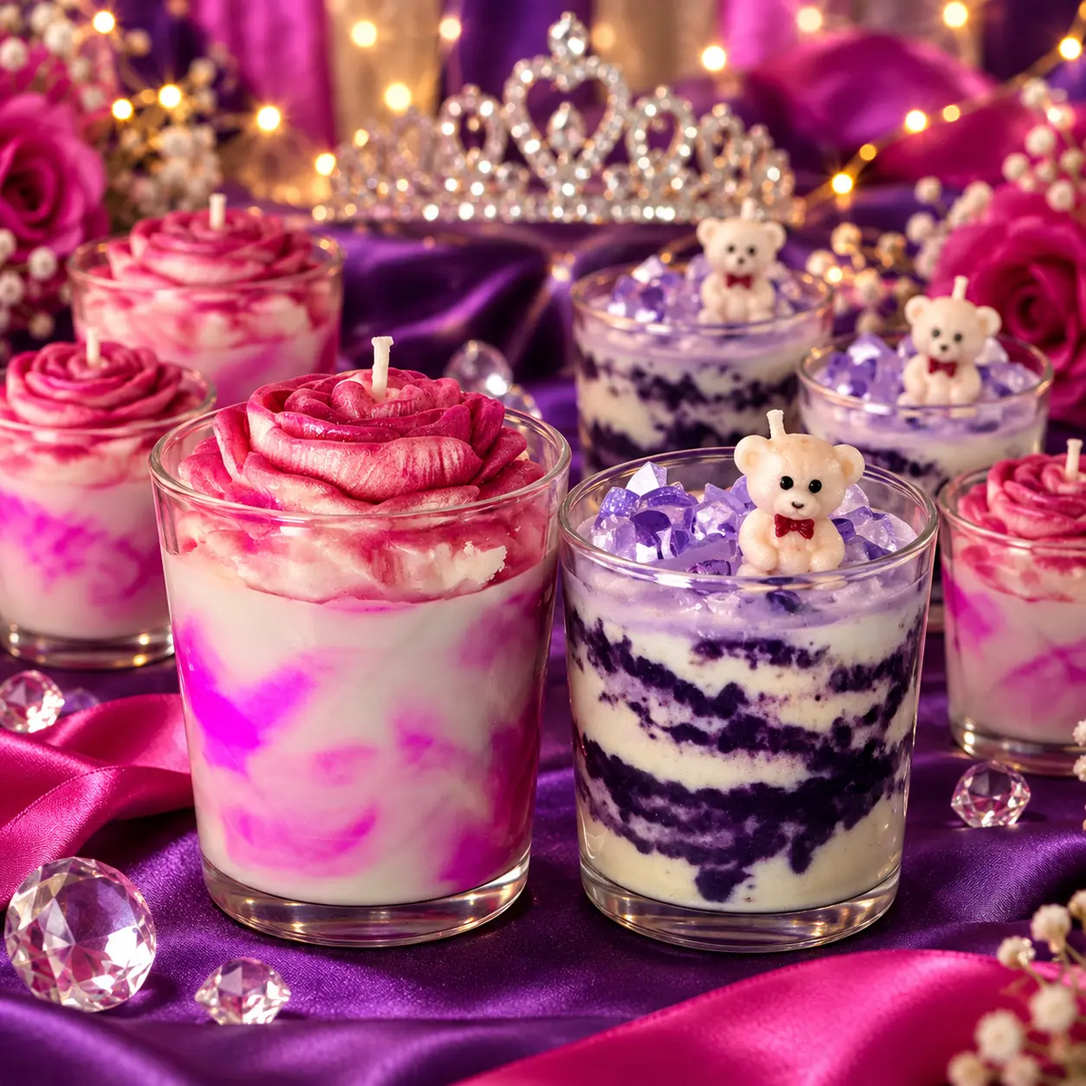 Handcrafted soy candle favors for Quinceañera and Sweet 16 celebrations from My Madd Kreations