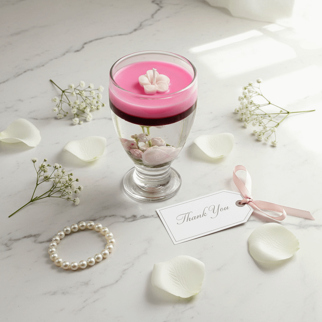Magnolia & Peony Botanical Gel Candle - bridal flat lay