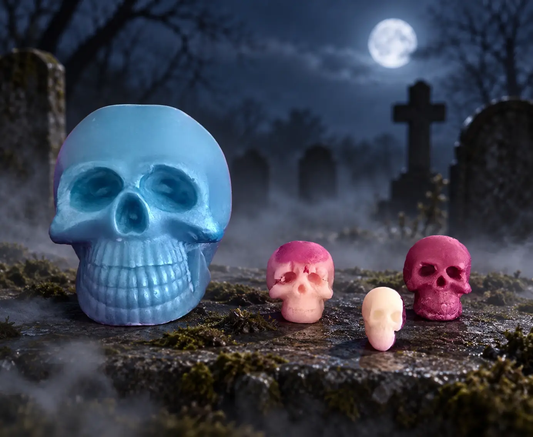 Lot de bougies d'Halloween – Mains tenant un cœur et un crâne