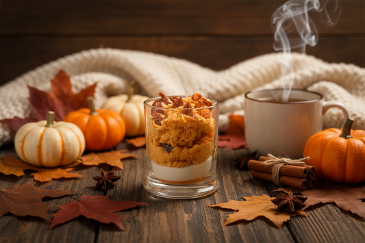 Happy Fall Pumpkin Pie Candle Lifestyle Scene