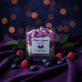 Wild Berries candle styled scene with fresh blackberries blueberries and raspberries
