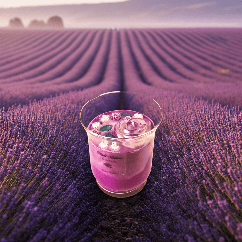Lavender Valley — 2lb Luxury Candle surrounded by blooming lavender fields, perfect for a serene atmosphere.