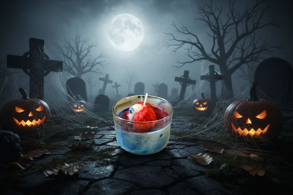 Red Blue Candle Halloween Scene - Fixed