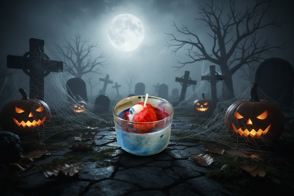 Red Blue Candle Halloween Scene - Fixed